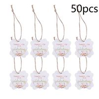 50pcs Thank You Tags Thank You for Celebrating with Us Paper Gift Tags Craft Hang Labels with String for Wedding, Birthday, Holiday, Baby Shower, Floral Design - Antler Printing