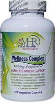 VHR Wellness Complex Immune Boosting Formula with Echinacea, Goldenseal, Garlic, Probiotics, Elderberry, Astragalus, Grapeseed, Cayenne, Bioflavonoids, Eleuthero, Ginger, VIT. C, Zinc. 120 Veg caps
