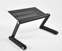 Adjustable Vented Laptop Table Laptop Computer Desk Portable Bed Tray Book Stand Push Button Joints up to 17" (Black)
