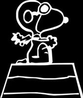 Peanuts Comics Strip Snoopy ON ROOF Fighter Pilot Vinyl Stickers Symbol 5.5" Decorative DIE Cut Decal for Cars Tablets LAPTOPS Skateboard - White