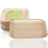 Palm Leaf Plates. Compostable Bamboo-Style. 7" Square 25pk. Disposable, Biodegradable Plates - Eco-Friendly - All-Natural, Super-Sturdy Areca Palm Leaf Plates