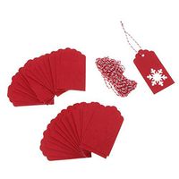 100pcs Christmas Gift Tags Kraft Paper Tags Xmas Snowflake Hang Tags with Jute Twine Hanging Gift Wrap Tags Cards Label Xmas Tree Decor - Red