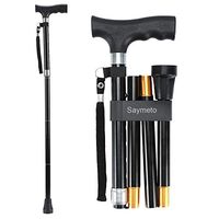 Saymeto Folding Cane, Lightweight Walking Cane for Men & Women & Ladies, Adjustable Walking Stick Mobility Aid, Comfortable Handles, Black