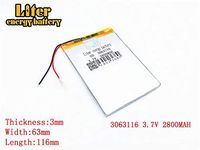 3.7V 2800mAh 3063116 Lithium Polymer Ion Rechargeable Battery Lithium Polymer Li-Po Battery for MP4 GPS MP3 Bluetooth Stereo DIY Gift