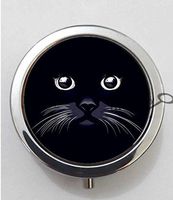 BlackKey Animal Cat Silhouette 3-Compartment Decorative Pocket Gift Box Case Organizer for Pill, Color 1 -445