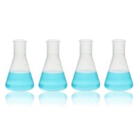 ULAB Scientific Conical Polypropylene Erlenmeyer Flask 1.7oz 50ml Narrow Neck Without Cap, Molded Graduations, Pack of 4, UEF1012