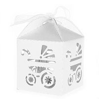 PIXNOR 50pcs Favor Candy Boxes Paper Ribbon Gift Boxes - White