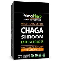 Wild Chaga Mushroom Extract Powder with White Birch Betulin | by Primal Herb | Antioxidant Immune Mushroom Tea | 110 Servings - Includes Bamboo Spoon