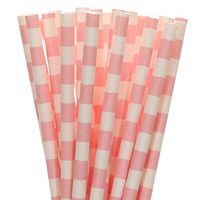 Pink Horizontal Striped Paper Straws (100)