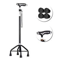 ZWH-Walking Cane Crutches,Canes Walking Stick with LED Light Sponge Handle 5 Adjustable Height Levels for Men Women with Small 4 Leg Base