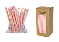 Twinkling Rainbow Pink Foil Paper Straws - Box of 250 Shiny Cake Pop Sticks for Birthday, Wedding, Bachelorette Party DIY