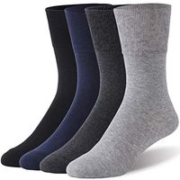 Forcool Diabetic Crew Socks for Men Women, Extra Wide Stretch Non-Binding and Loose Top Socks, 4 Pairs Gray/Black/Dark Gray/Navy Blue Large