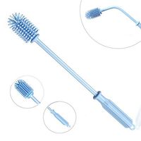 Fecihor Silicone Cleaning Bottle Brush Flexible Durable with Long Handle Kitchen Cleaning brush Tool for Washing Narrow Neck Containers Water Bottle Full Length Including Handle 15”/38cm (Blue)