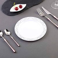 Efavormart 50 Pack 8" White Plastic Disposable Dessert Salad Plates with Silver Scalloped Hot Stamped Rim for Wedding Banquet Party