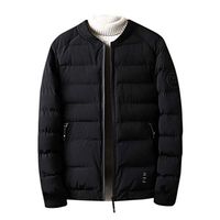 Alvinm Men's Jacket Fashion Autumn Winter Padded Cotton Outwear Long Sleeve Solid Thermal Tops Coat Black