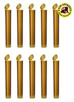 EZtube 10-Pack Squeeze Top Joint Blunt Cigarette Doob Tube Holder Waterproof Airtight Smell Proof Odor Sealing Container (Gold, Large)