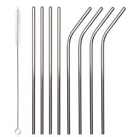 Set of 8 Stainless Steel Straws Ultra Long 8.5 Inch Drinking Metal Straws For Tumblers Tumbler Cold Beverage(8PCS + 1 Brushes)