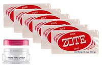 Zote Laundry Soap Bar - Stain Remover - Catfish Bait -7 Oz (200g) Each (Pack of 6) Bundled with Prime Time Direct Travel Jar in PTD Sealed Bag