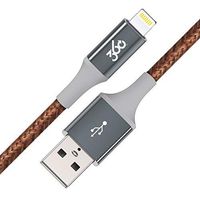 360 Electrical 360650-LR Habitat 4ft Premium Braided Charging Cable with Lightning Connector - MFi Certified for iPhone and iPad - Authentic-Leather