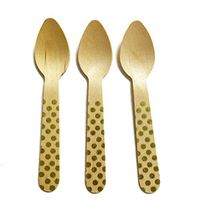 Perfect Stix Polka Dot Spoon 110 36-Gold Printed Wooden Spoons with Gold Polka Dot Pattern, 4.5" (Pack of 36)