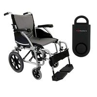 Karman S-Ergo 115 Ergonomic Transport Wheelchair | S-Style Seat Size 16" X 17" | Wire Break & Standard Swing Away Legrest | Frame Color - Pearl Silver & Free 130 dB Black Personal Safety Alarm/Siren!