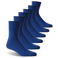 Facool Circulation Socks Diabetic, Women Men Seamless Toe Comfort Cotton Anti Slip Cushion Edema Health Socks 6 Pair Blue X-Large