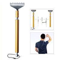 Extendable Back Scratcher, Multi-Function Four Sections Telescopic Handheld Portable Pocket Self Massager Build-in Earpick and Screwdriver