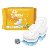 AIRQUEEN (Regular Super Ultra Slim Pads 1 Pack / 5 Total) Real Breathable Certified 100% Organic Cotton Menstrual Overnight Pads for Period - Ultra Slim & Super Absorbency Sanitary Napkins with Wings