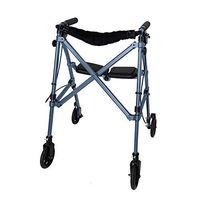 Able Life Space Saver Rollator, Lightweight Folding 4 Wheel Rolling Walker for Seniors with Compact Travel Seat and Locking Brakes, Cobalt Blue