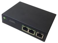 3 Port GigE 802.3af/at PoE Unmanaged Switch, 802.3af/at or Passive PoE 2/4pair in, Dual 802.3at PoE Out, PoE/Ether Extender to 1000ft, Shield Metal Encl, AutoCrossover/Pol, PoE Pinout:3,6V+;1,2V-