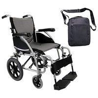 Karman S-ERGO 115 Ergonomic Transport Wheelchair | S-Style Seat Size 18" X 17" | Wire Break & Standard Swing Away Legrest | Frame Color - Pearl Silver & FREE Front Zip Pocket Medical Utility Bag Black