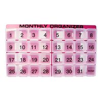 31 compartments, 1 per Day, 4 Week Monthly Pill Organizer by Promed. Includes Tray and 8 Removable compartments. (Fuchsia)