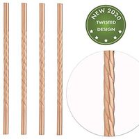 Copper twisted straws - 100% copper drinking straws set of 4 - standard size 6.7" - Best size for your Moscow Mule copper mug - pure premium copper with a food-safe lacquer to keep the shine.