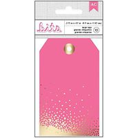 American Crafts Cardstock Tags 2.75"X4.5" 10/Pkg-Pink W/Gold Foil