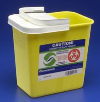 MCK89822800 - Covidien Chemotherapy Sharps Container 1-Piece 10H X 10.5W X 7.25D Inch Yellow Base Hinged Lid