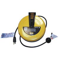 Hubbell Wiring Systems HBLC25163C Commercial Cord Reel with Connector, 25' Cable Length, 16/3 SJT Cable Type, 1250W, 10 Amp, 125VAC, Yellow
