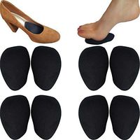Chiroplax High Heel Cushion Inserts Pads (4 Pairs) Suede Ball of Foot Forefoot Metatarsal Anti Slip Shoe Insoles for Women (Black, Thick)