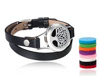 Stainless Steel Essential Oil Diffuser Bracelet with a Leather Wrap , Tree of Life Essential Oil Diffuser Bracelet, aromatherapy diffuse, essential oil jewelry