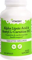 Vitacost Alpha Lipoic Acid & Acetyl L-Carnitine HCl -- 1,600 mg per serving - 240 Capsules (Quantity of 1)