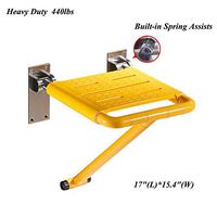 JCWANGDEFU Folding Shower Seat Wall Mounted Bathroom Bathtub Safety Stool Chair, Heavy Duty, Load of 440 lbs, 304 Stainless Steel, Anti-slip Nylon, 17"(L) 15.4"(W), Yellow, C