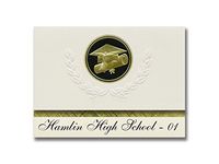 Signature Announcements Hamlin High School - 01 (Hayti, SD) Graduation Announcements, Presidential style, Basic package of 25 Cap & Diploma Seal. Black & Gold.