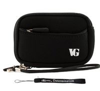 eBigValue Black Black Trim Protective Soft Neoprene Cover Carrying Case Sleeve for Panasonic Lumix DMC FH2 DMC FH5 DMC FH7 DMC FH25 DMC FH27 DMC FP5 and Hand Strap