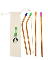 Stainless Steel Rose Gold Reusable Straws by Divano | Food Grade/FDA Approved Stainless Steel Drinking Straws | Set of 4-10.5" x 0.32" (2 Straight, 2 Bent) for Smoothies and 20oz / 30oz Tumblers