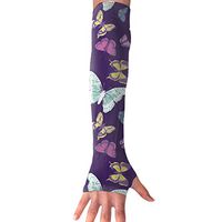 FRS Ltd Unisex Cooling Arm Sleeves Purple Butterfly UV Sun Protection Arm Perfect for Driving Fingerless Breathable Gloves (1 Pair)