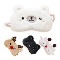 Cute Sleep Mask - Soft and Comfortable Animal Plush Blindfold Eye Cover for Kids Girls Women, Great Eyeshade for Travel, Shift Work, Meditation, Washable(White Bear)