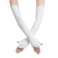 ECHERY Long Lace Floral Half Finger Sunscreen Arm Cooling Protective Sleeves for Men/Women Outdoor Activities UV Skin Protection
