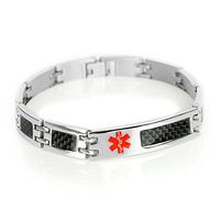My Identity Doctor - Mens Medical Bracelet Custom Engraving, 316L Carbon Steel Link - Wrist Size 7 Inch