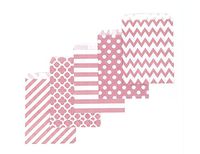 Gift Expressions Small Gift Bags, 200 Count, Light Pink Assorted Designs, Medium, Biodegradable Paper Treat Bags, Food Safe Ink & Paper, Eco Friendly Party Favor Bags, Goodie Bags, Bakery Bags