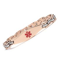Tarring Rose Gold Mermaid Medical id Bracelet for Girl-Stainless Steel-Free Engraving (6.5)