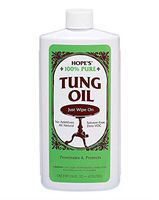 HOPE'S 100% Pure Tung Oil, Moisture Resistant Wood Finish for All Fine Woods, Furniture and Antiques, 16 Ounce Bottle, 2 Pack